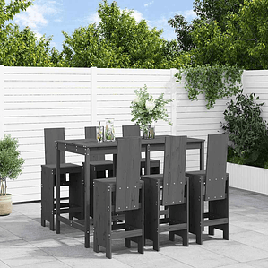 vidaXL 7 pcs conjunto de bar para jardim pinho maciço cinzento