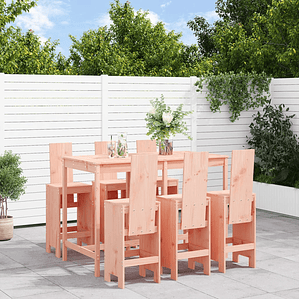 vidaXL 7 pcs conjunto de bar para jardim madeira de douglas maciça