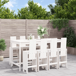 vidaXL 9 pcs conjunto de bar para jardim pinho maciço branco