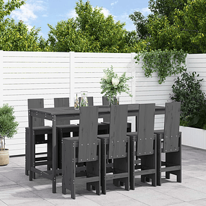vidaXL 9 pcs conjunto de bar para jardim pinho maciço cinzento