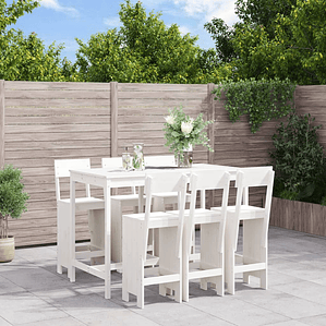 vidaXL 7 pcs conjunto de bar para jardim pinho maciço branco