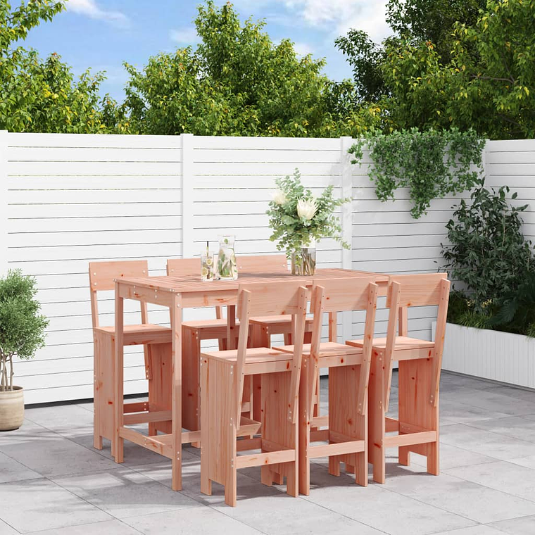 vidaXL 7 pcs conjunto de bar para jardim madeira de douglas maciça 1