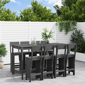 vidaXL 9 pcs conjunto de bar para jardim pinho maciço cinzento