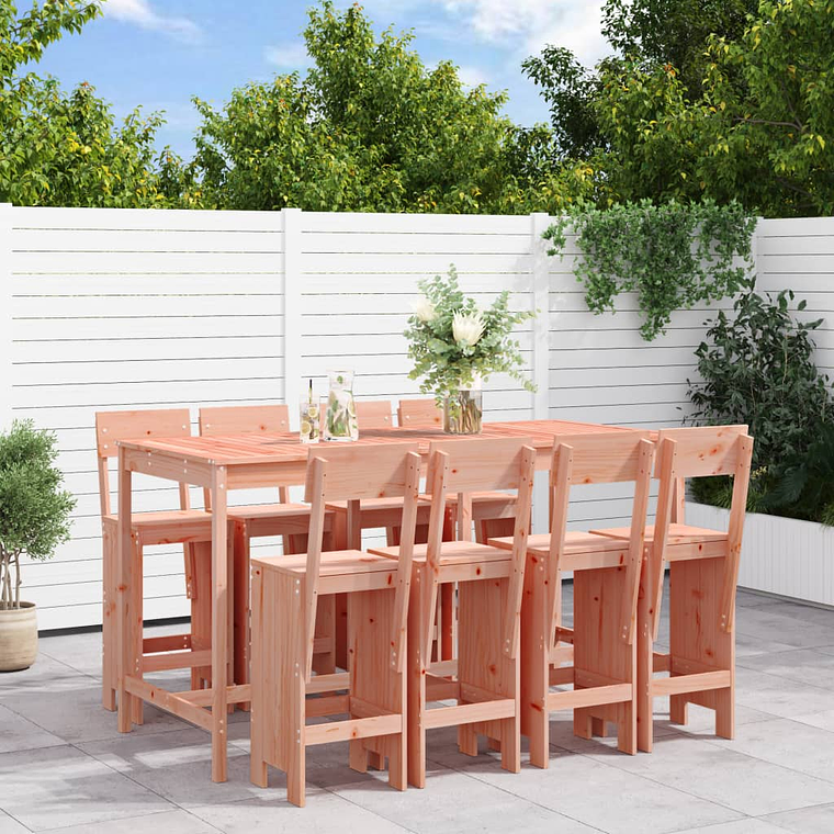 vidaXL 9 pcs conjunto de bar para jardim madeira de douglas maciça 1