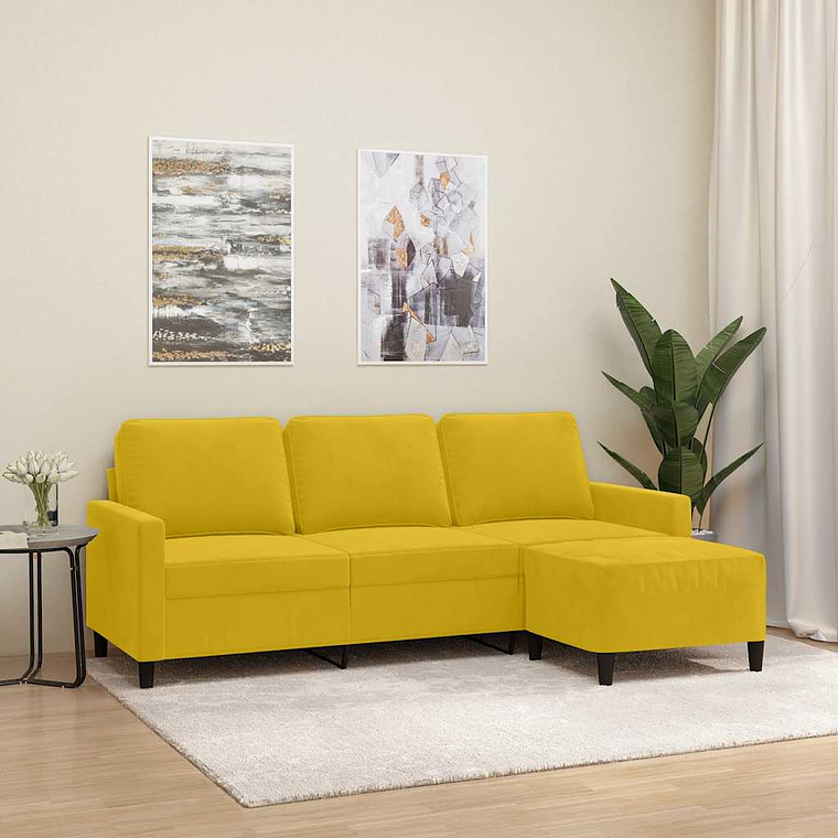 vidaXL Sofá de 3 lugares com apoio de pés 180 cm veludo amarelo 1