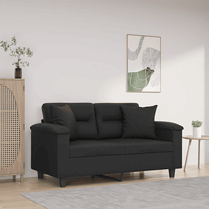 vidaXL Sofá 2 lugares + almofadas decorativas 120cm couro artif. preto