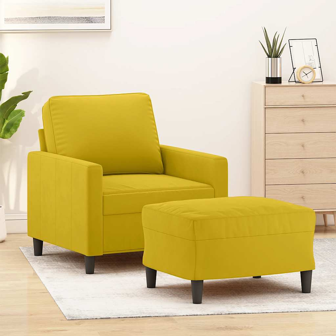 vidaXL Poltrona com apoio de pés 60 cm veludo amarelo 1