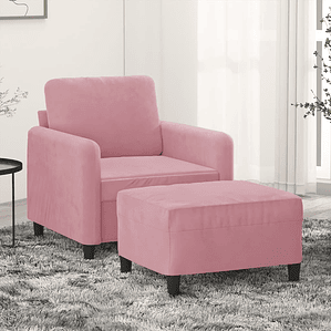 vidaXL Poltrona com apoio de pés 60 cm veludo rosa