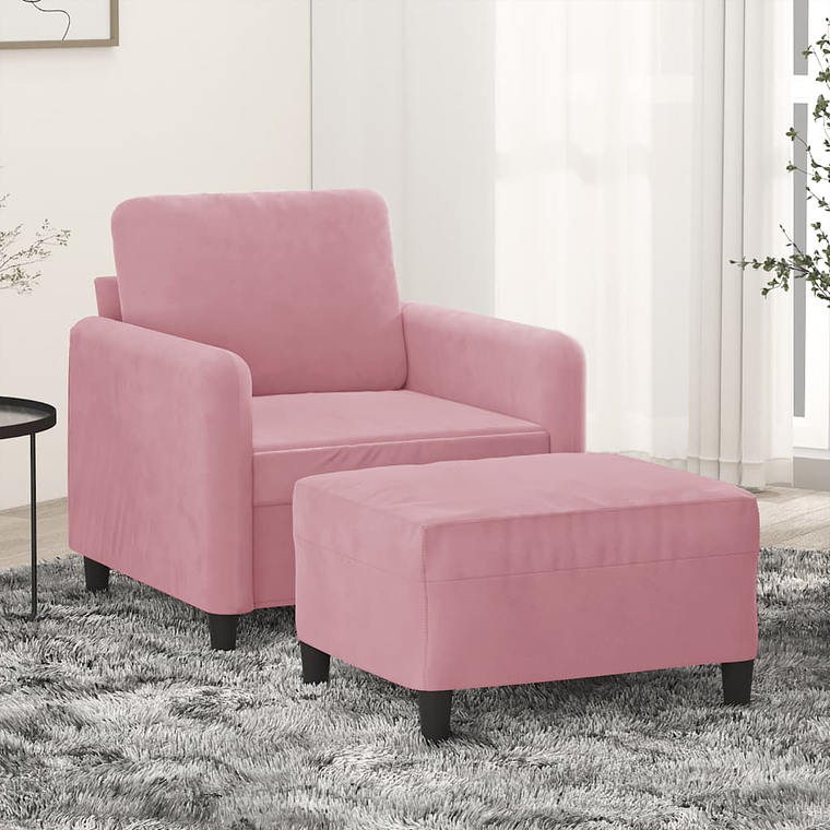 vidaXL Poltrona com apoio de pés 60 cm veludo rosa 1