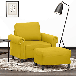 vidaXL Poltrona com apoio de pés 60 cm veludo amarelo