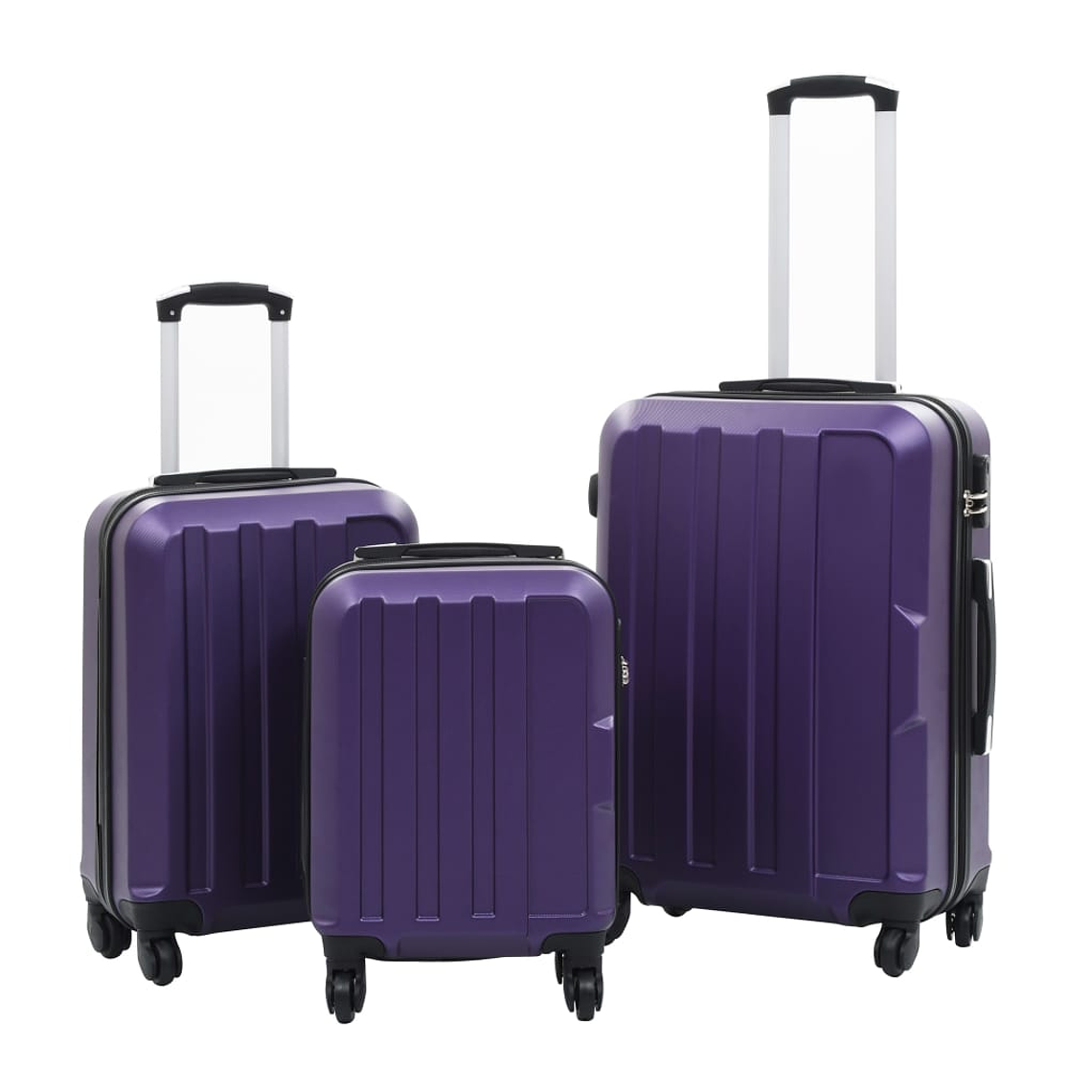 vidaXL Conjunto de tróleis estojo rígido 3 pcs ABS roxo 1