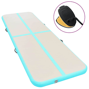 vidaXL Colchão de ginástica insuflável c/ bomba 500x100x10cm PVC verde