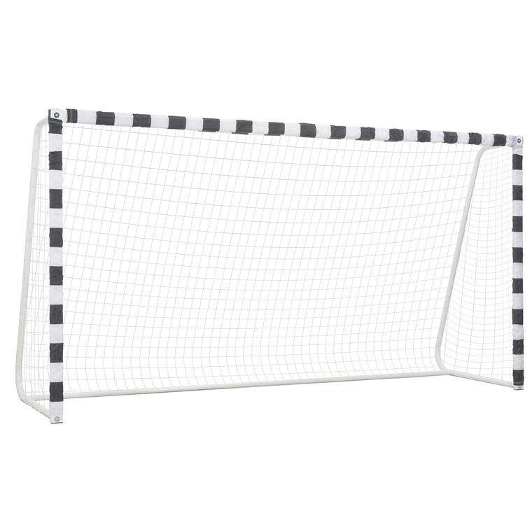 vidaXL Baliza de futebol 300x160x90 cm metal preto e branco 1