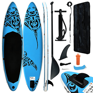 vidaXL Conjunto prancha de paddle SUP insuflável 320x76x15 cm azul