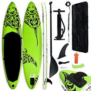 vidaXL Conjunto prancha de paddle SUP insuflável 320x76x15 cm verde