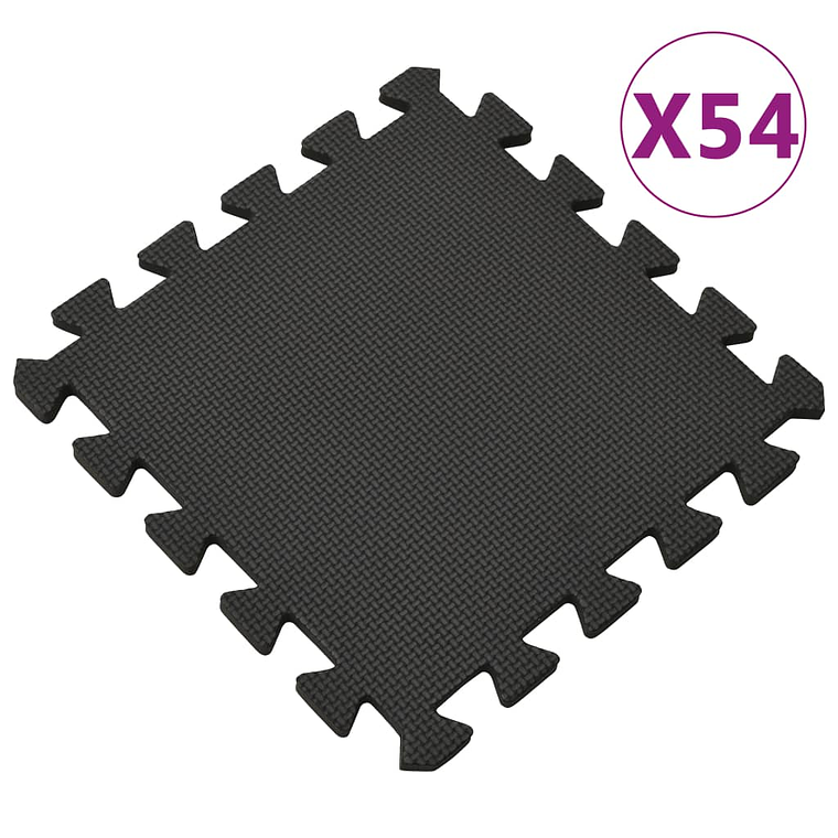vidaXL Tapetes de chão 54 pcs 4,86㎡ espuma de EVA preto 1