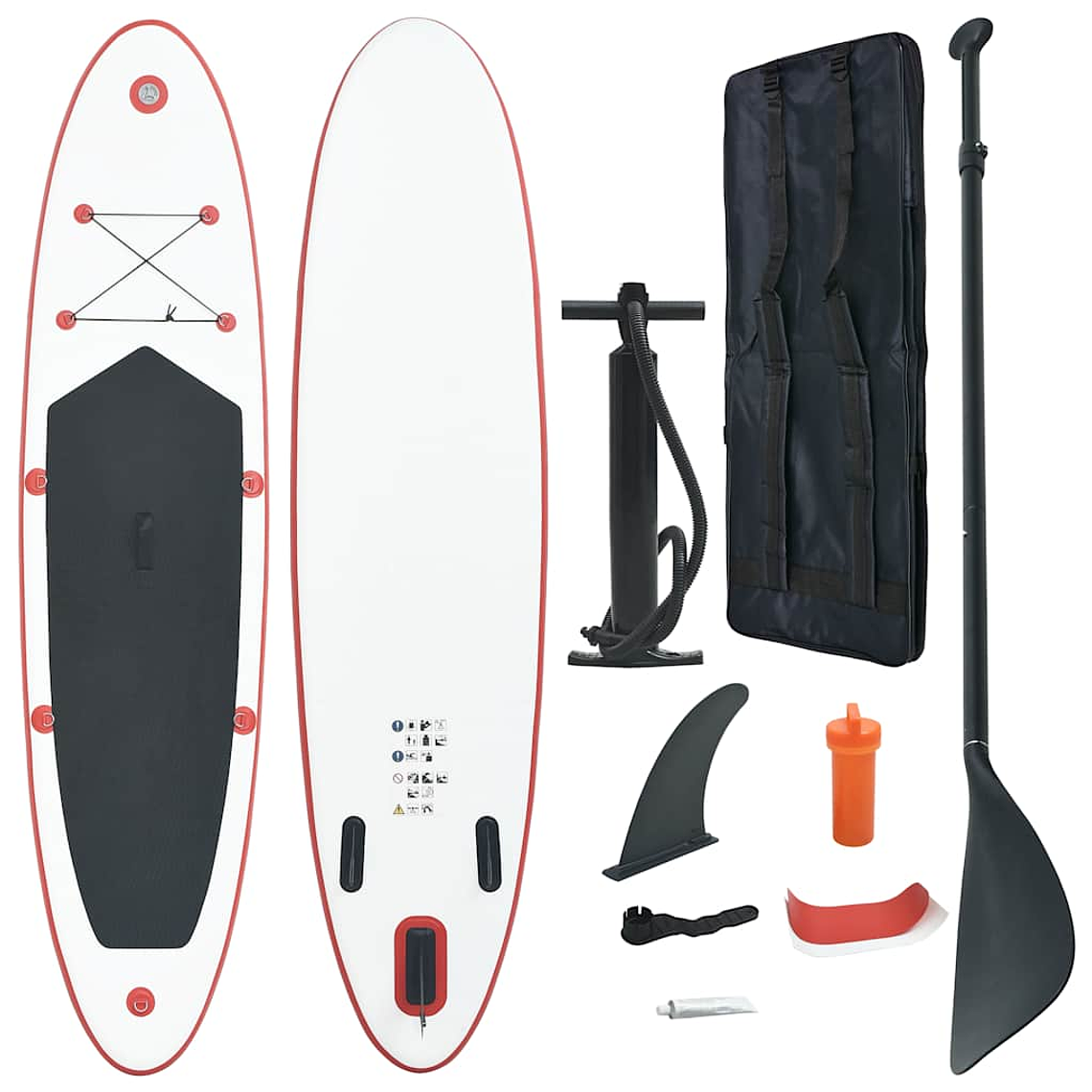 vidaXL Prancha de paddle SUP insuflável vermelho e branco 1