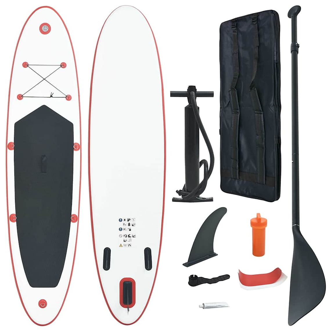 vidaXL Prancha de paddle SUP insuflável vermelho e branco 1
