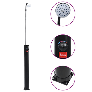 vidaXL Chuveiro solar de jardim 215 cm 8 L preto