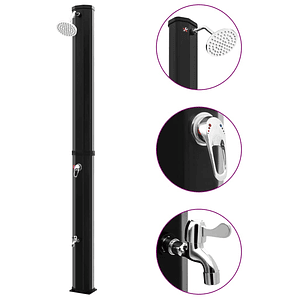 vidaXL Chuveiro solar de exterior c/ cabeça e torneira 35 L preto