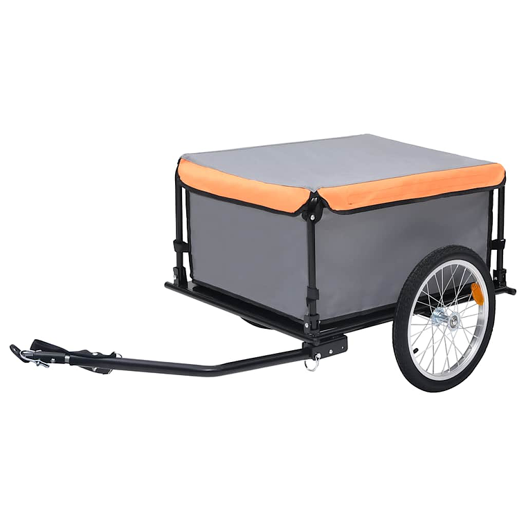 vidaXL Reboque de carga para bicicleta 65 kg cinzento e laranja 1