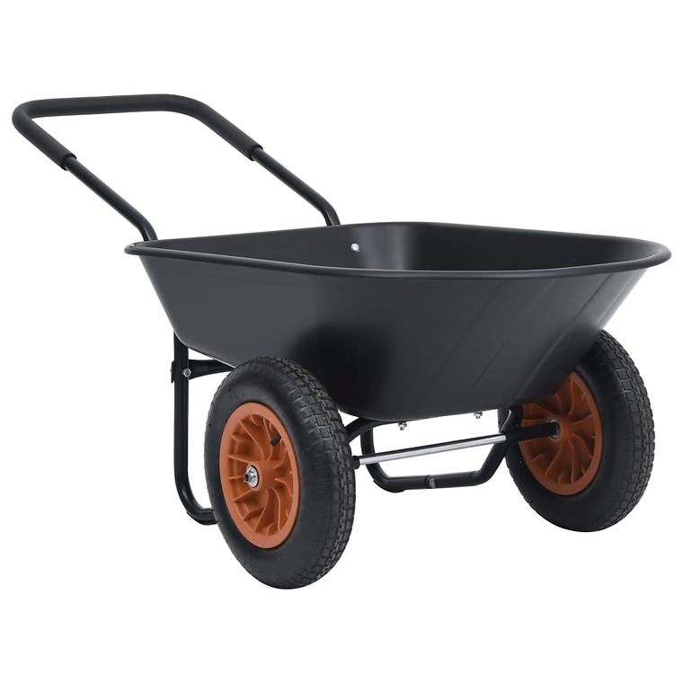 vidaXL Carrinho de mão 78 L 100 kg preto e laranja 1