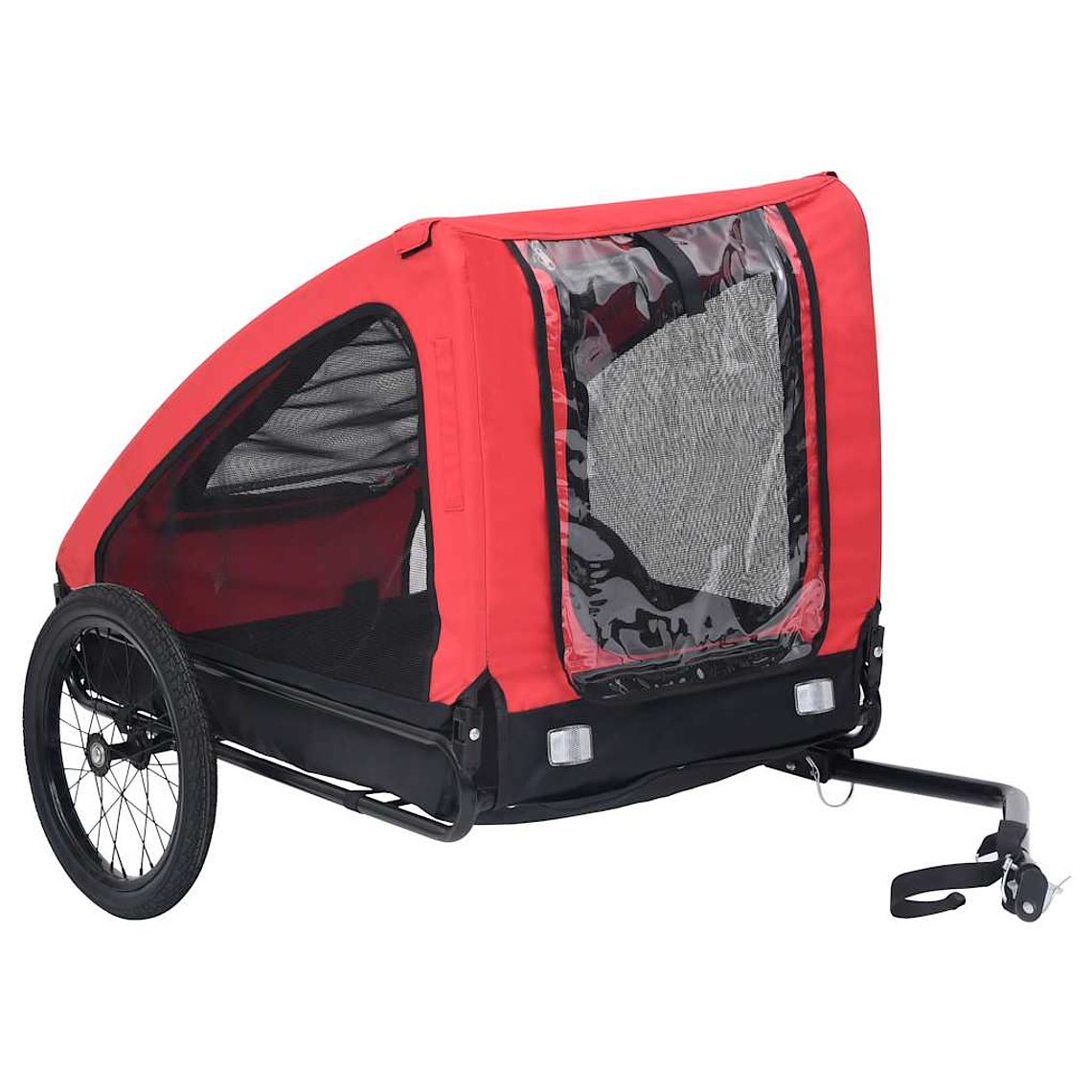vidaXL Reboque bicicleta p/ animais vermelho e preto 1