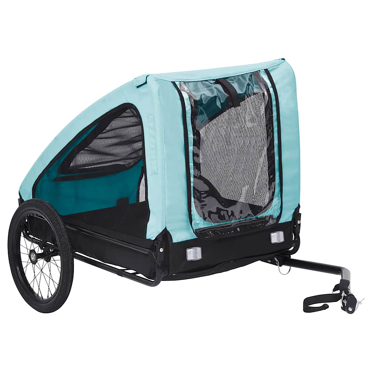 vidaXL Reboque bicicleta p/ animais azul e preto 1
