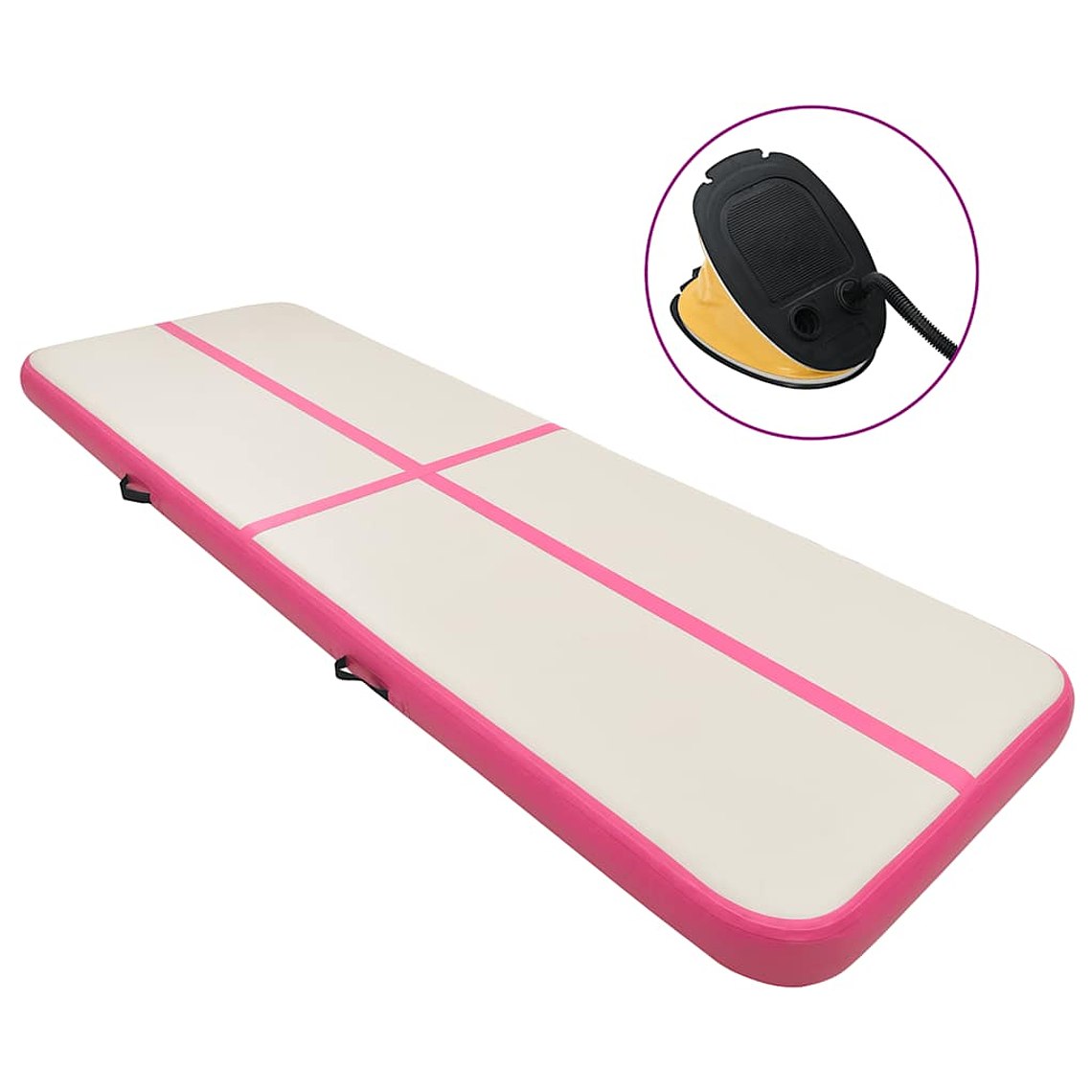 vidaXL Colchão de ginástica insuflável c/ bomba 300x100x15 cm PVC rosa 1