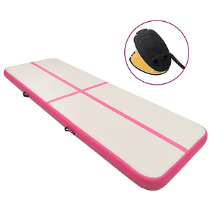 vidaXL Colchão de ginástica insuflável c/ bomba 300x100x20 cm PVC rosa