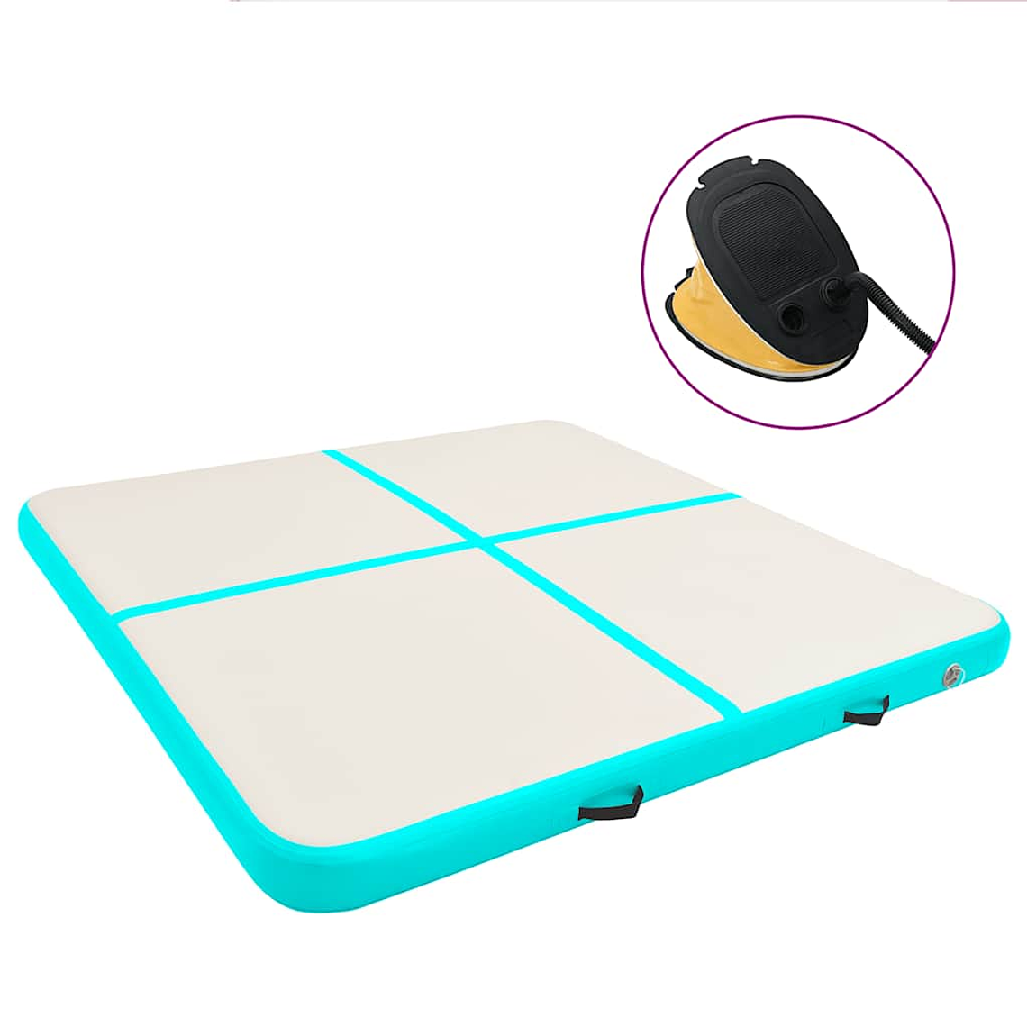 vidaXL Colchão de ginástica insuflável c/ bomba 200x200x10cm PVC verde 1