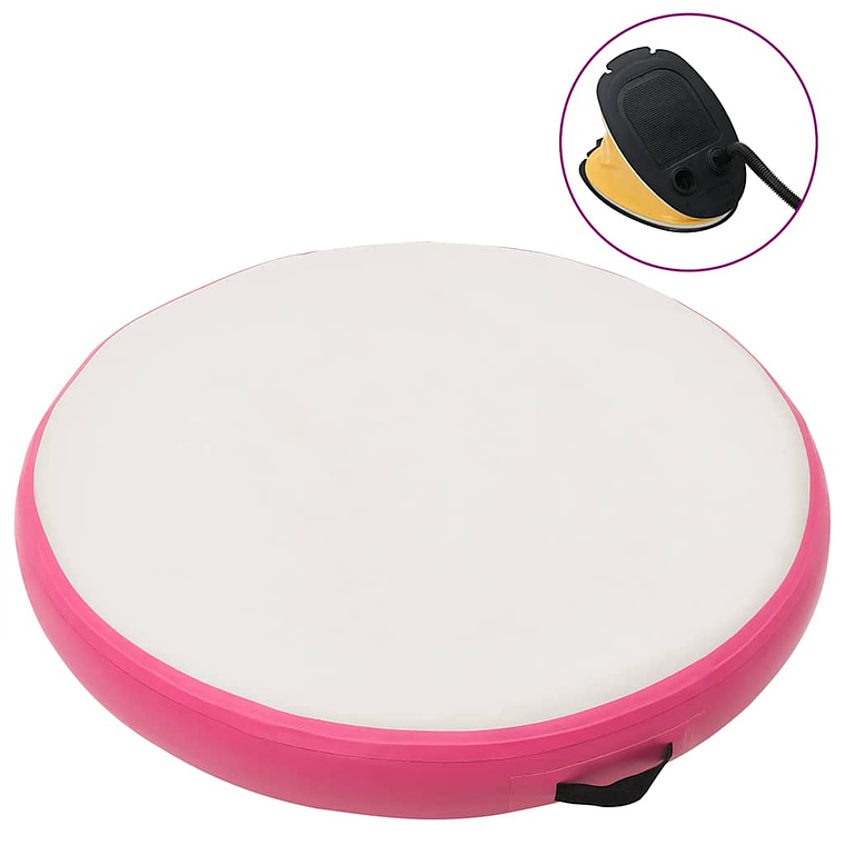 vidaXL Tapete de ginástica insuflável com bomba 100x100x15 cm PVC rosa 1