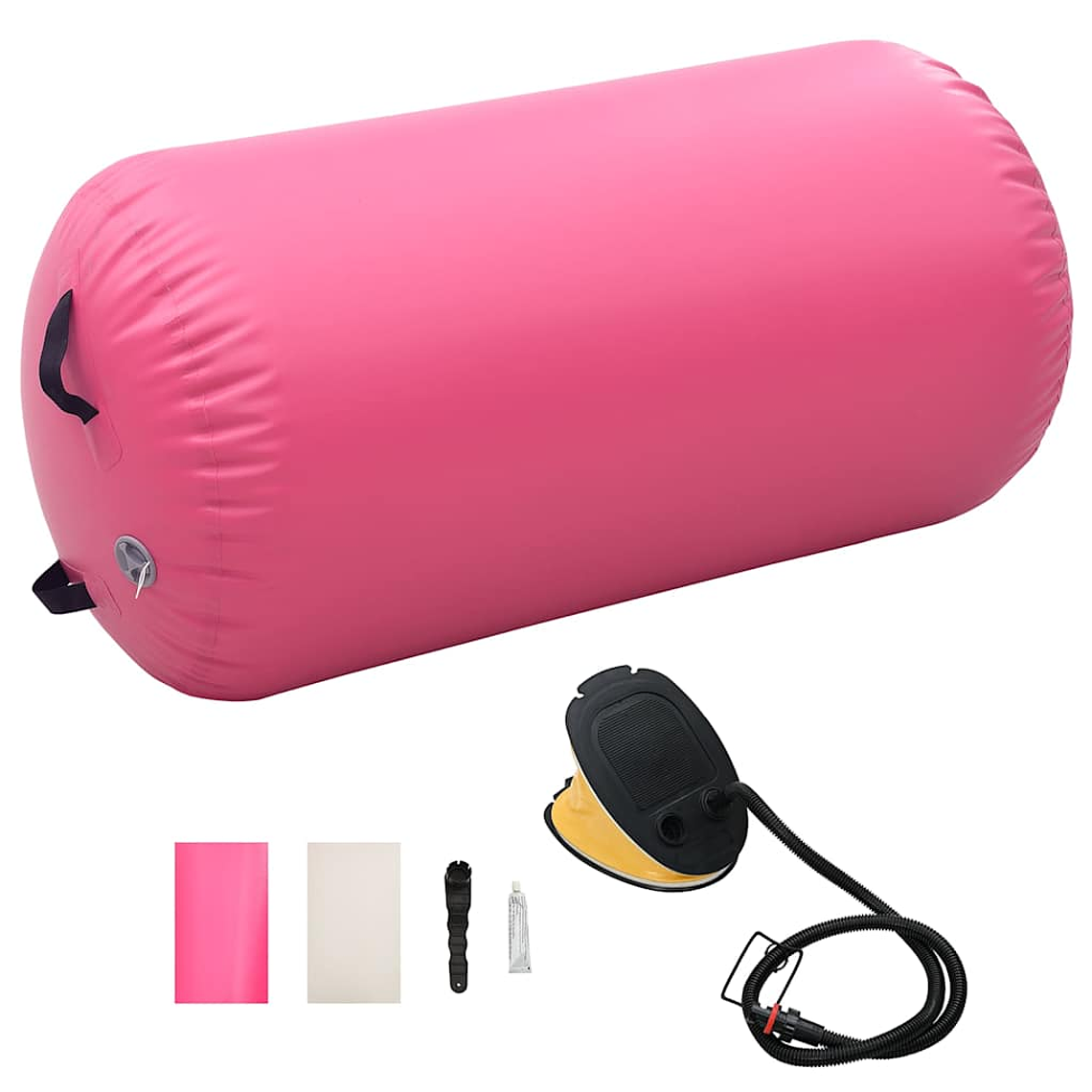 vidaXL Rolo de ginástica/yoga insuflável com bomba 120x75 cm PVC rosa 1