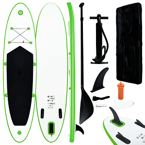 vidaXL Conjunto prancha de paddle SUP insuflável verde e branco