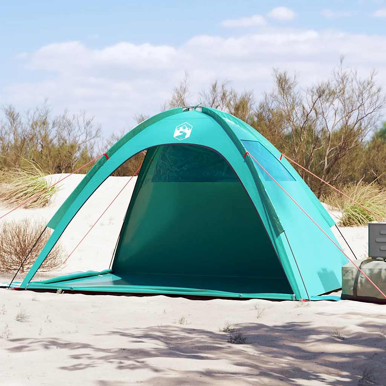 vidaXL Tenda de praia impermeável verde mar 1