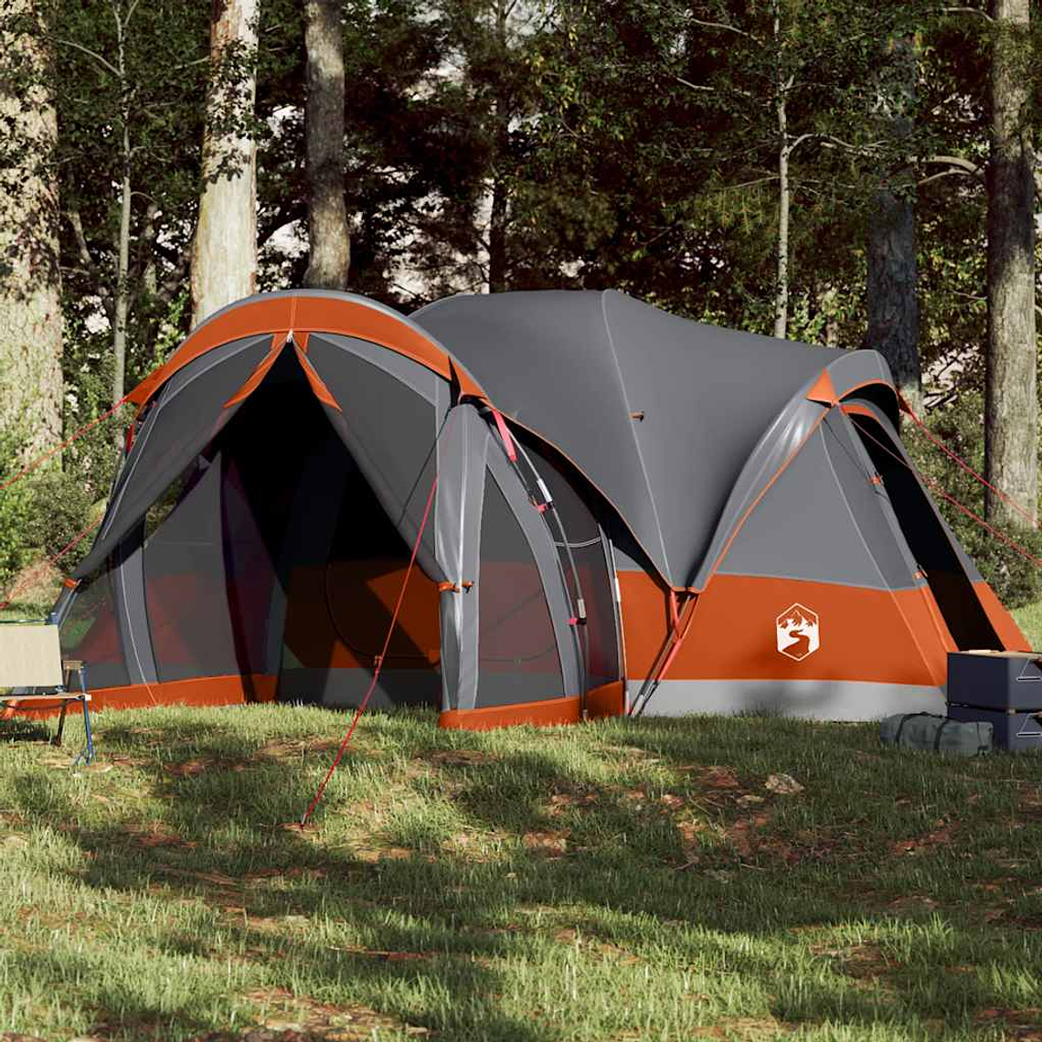 vidaXL Tenda familiar tipi para 8 pessoas impermeável cinza/laranja 1