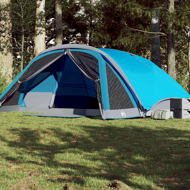vidaXL Tenda familiar estilo cabana para 6 pessoas impermeável azul 1