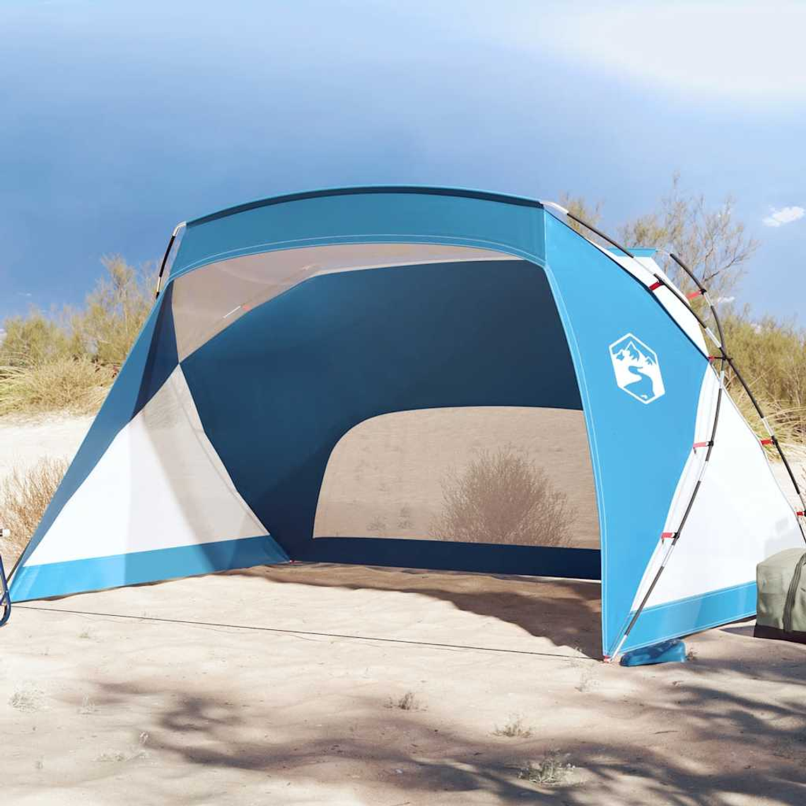 vidaXL Tenda de praia 274x178x170/148 cm poliéster 185T azul-ciano 1