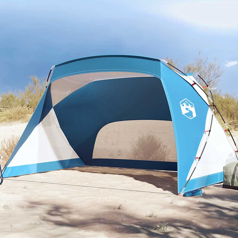 vidaXL Tenda de praia 274x178x170/148 cm poliéster 185T azul-ciano 1