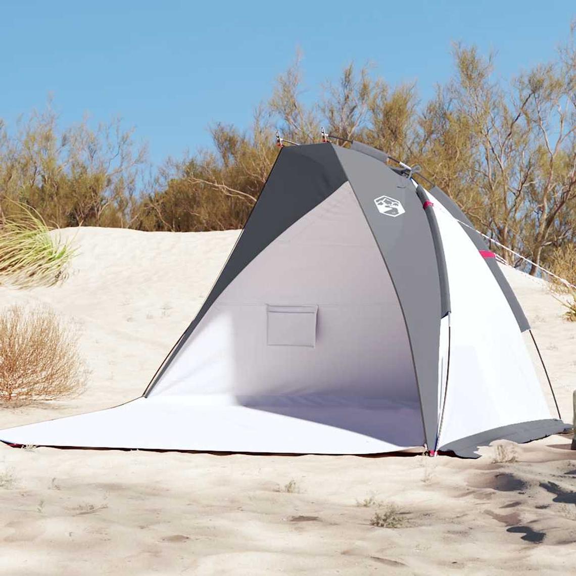 vidaXL Tenda de praia 268x223x125 cm poliéster 185T cinzento 1