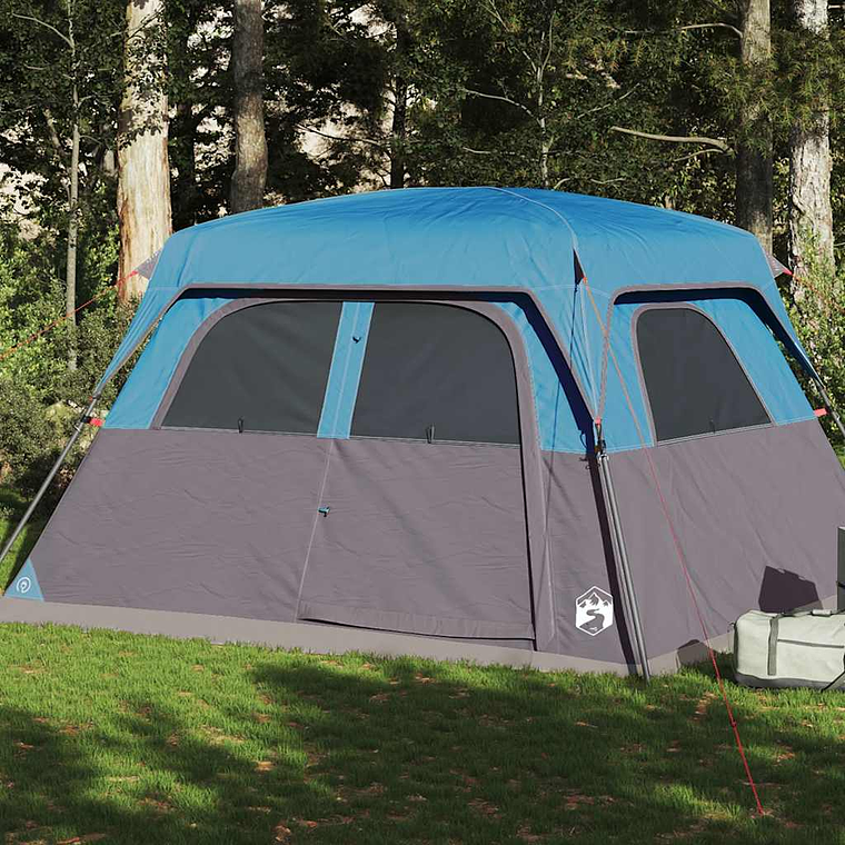 vidaXL Tenda familiar estilo cabana para 6 pessoas impermeável azul 1