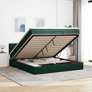 vidaXL Estrutura de cama otomana com colchão 180x200 cm verde escuro