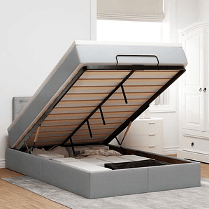 vidaXL Cama otomana com colchão 120x190 cm tecido cinzento claro