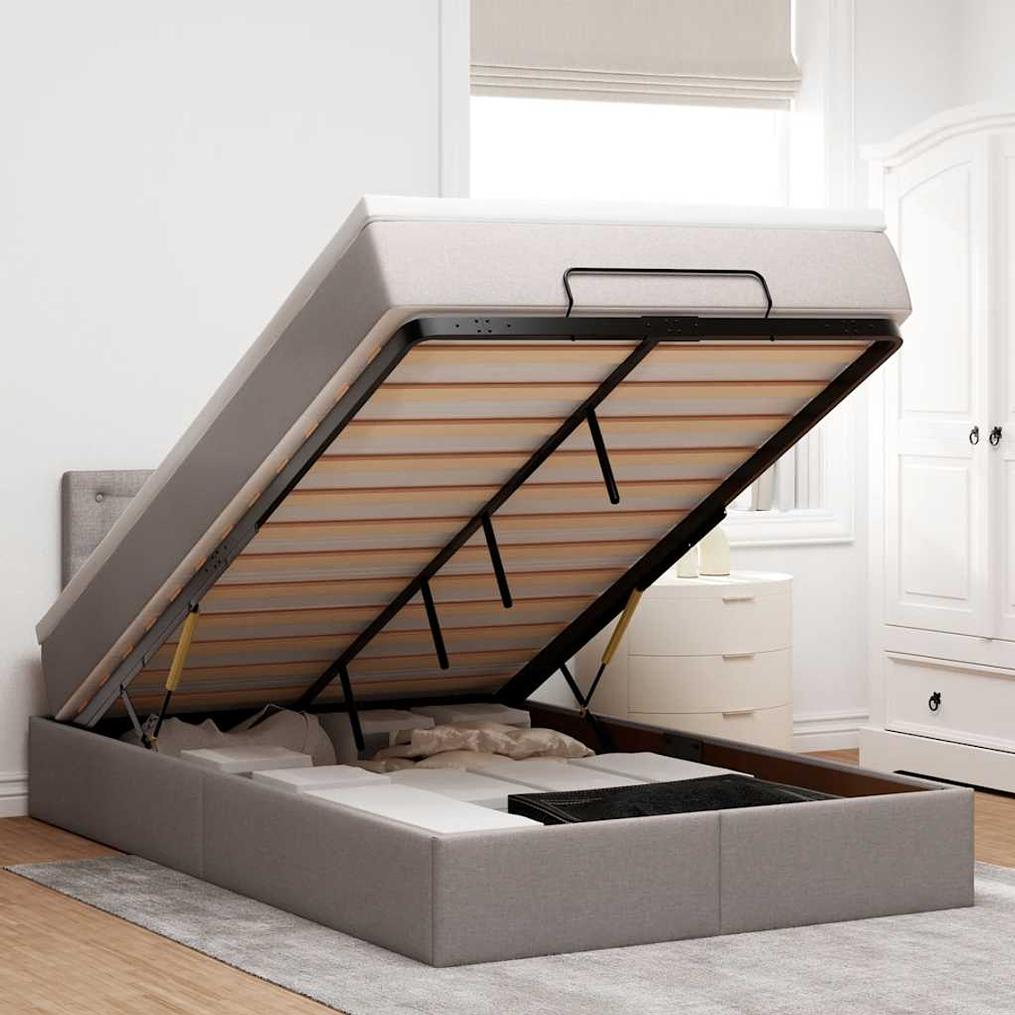 vidaXL Cama Otomana com colchão & LEDs 120x190cm cinza-acastanhado 1