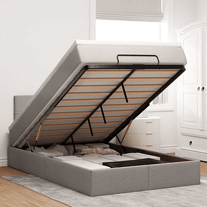 vidaXL Cama Otomana com colchão & LEDs 120x190cm cinza-acastanhado