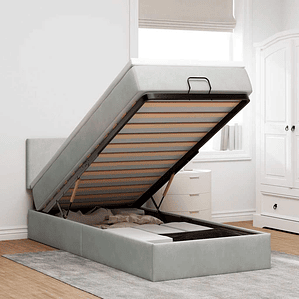 vidaXL Estrutura cama otomana colchão 90x190 cm veludo cinzento claro