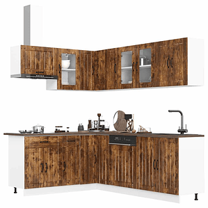 vidaXL 11 peças armário de cozinha conjunto Lucca carvalho defumado