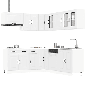vidaXL 11 peças armário de cozinha conjunto Kalmar branca