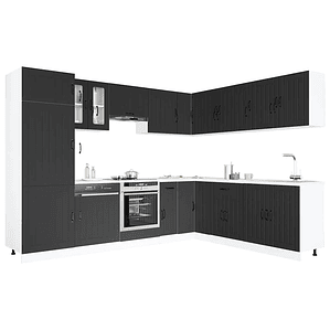 vidaXL 14 peças armário de cozinha conjunto Lucca preto
