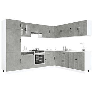 vidaXL 14 peças armário de cozinha conjunto Lucca concreto cinza
